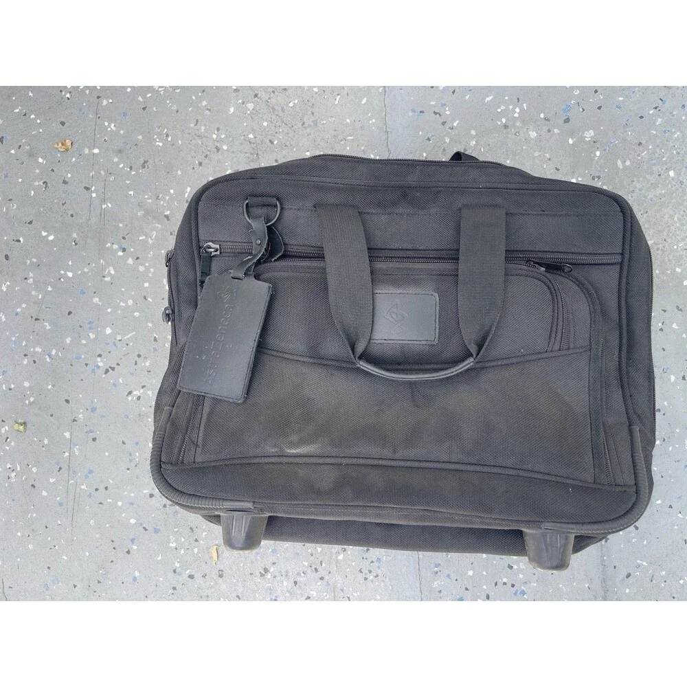 AstraZeneca Rolling Laptop Bag Black Wheeled Briefcase Carry Case